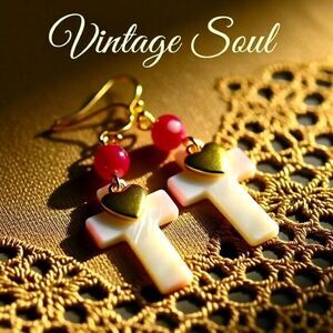 Large Cross Earrings • Mother of Pearl + Pink Agate • Joyful Lightweight Dangle